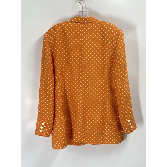 Vtg Liz Claiborne Long Line Blazer Orange Polka Dot Sz 14 Made in Korea - Picture 6 of 6